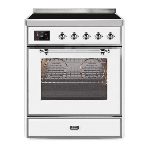 ILVE UMI30NE3WHC Majestic II 30 inch Induction Range (Triple Glass Door, White, Chrome)