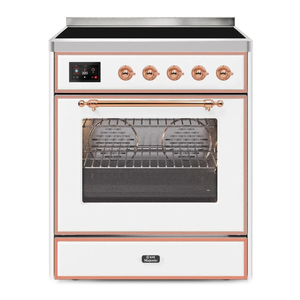ILVE UMI30NE3WHP Majestic II 30 inch Induction Range (Triple Glass Door, White, Copper)