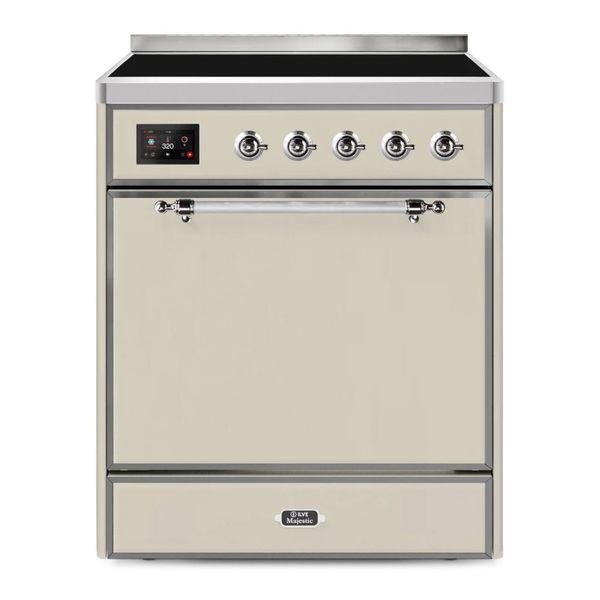 ILVE UMI30QNE3AWC Majestic II 30 inch Induction Range (Solid Door, Antique White, Chrome)