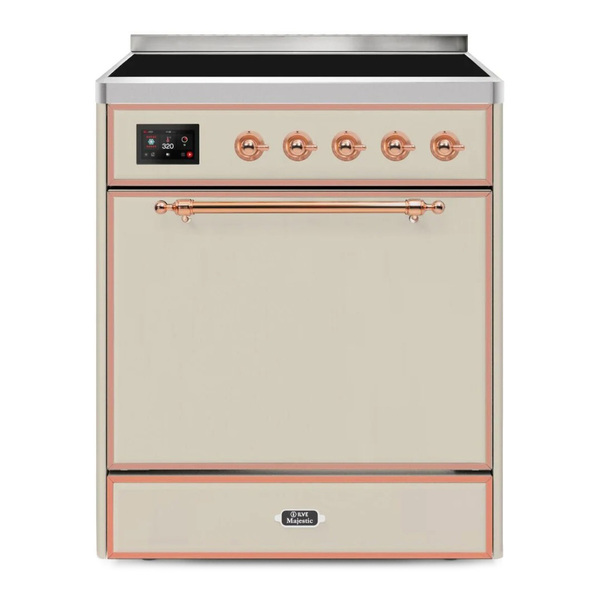 ILVE UMI30QNE3AWP Majestic II 30 inch Induction Range (Solid Door, Antique White, Copper)