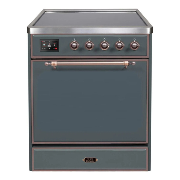 ILVE UMI30QNE3BGB Majestic II 30 inch Induction Range (Solid Door, Blue Grey, Burnished)