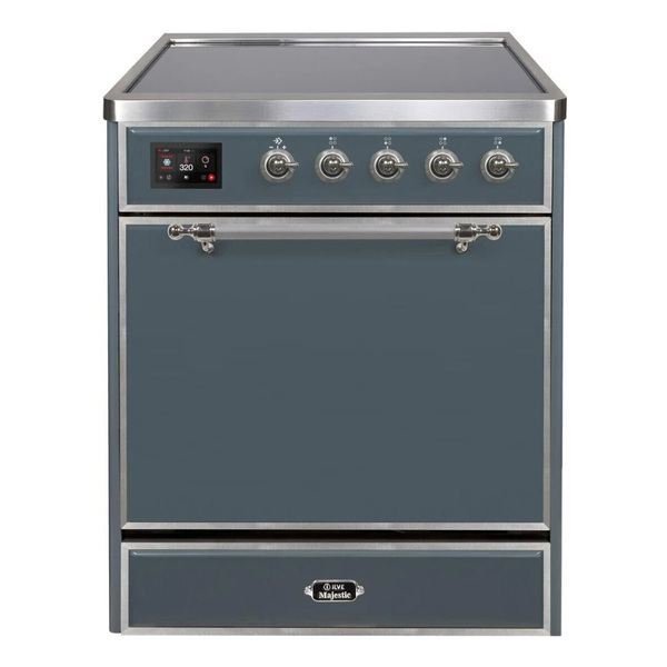 ILVE UMI30QNE3BGC Majestic II 30 inch Induction Range (Solid Door, Blue Grey, Chrome)