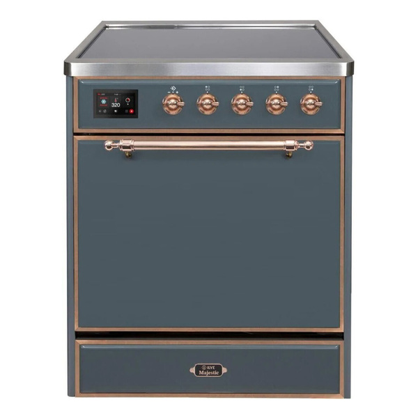 ILVE UMI30QNE3BGP Majestic II 30 inch Induction Range (Solid Door, Blue Grey, Copper)