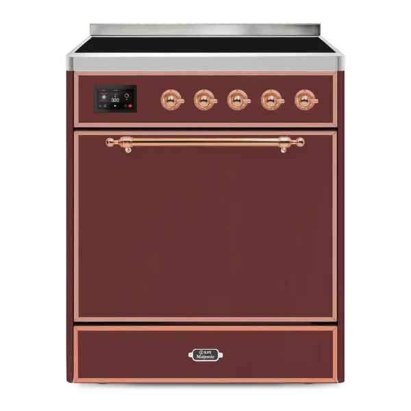ILVE UMI30QNE3BUP Majestic II 30 inch Induction Range (Solid Door, Burgundy, Copper)