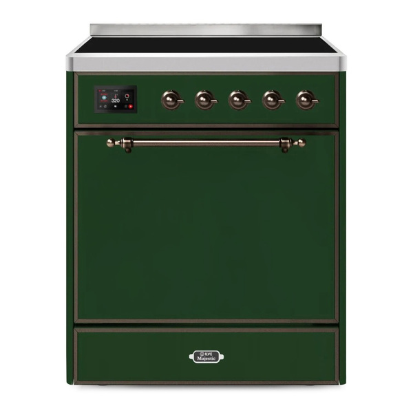 ILVE UMI30QNE3EGB Majestic II 30 inch Induction Range (Solid Door, Emerald Green, Burnished)