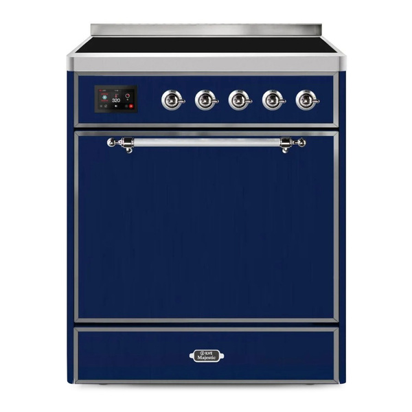 ILVE UMI30QNE3MBC Majestic II 30 inch Induction Range (Solid Door, Midnight Blue, Chrome)