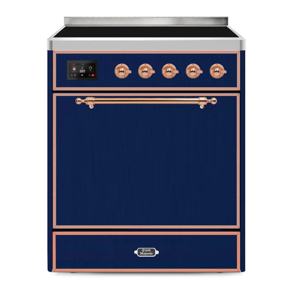ILVE UMI30QNE3MBP Majestic II 30 inch Induction Range (Solid Door, Midnight Blue, Copper)