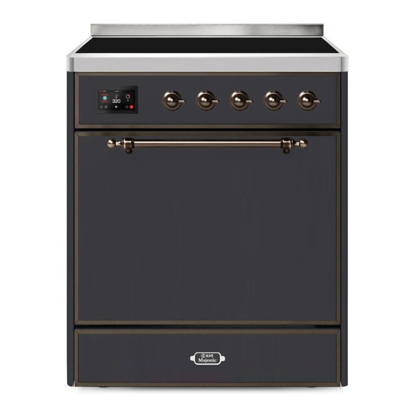 ILVE UMI30QNE3MGB Majestic II 30 inch Induction Range (Solid Door, Graphite Matte, Burnished)
