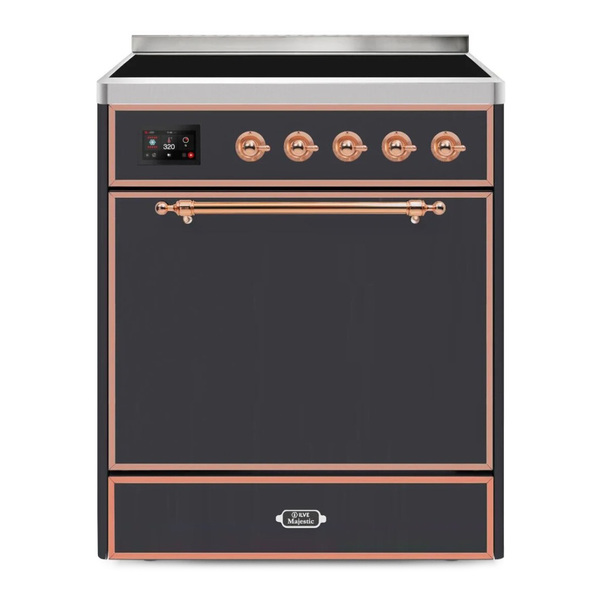ILVE UMI30QNE3MGP Majestic II 30 inch Induction Range (Solid Door, Graphite Matte, Copper)