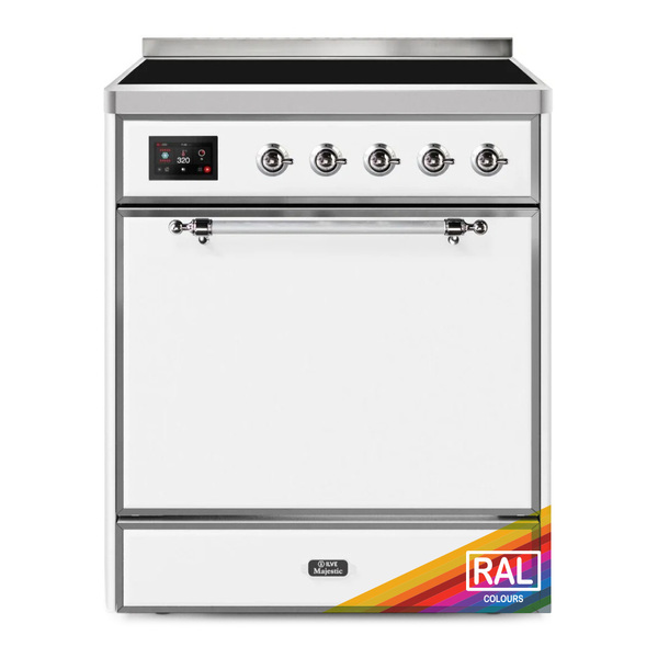 ILVE UMI30QNE3RAC Majestic II 30 inch Induction Range (Solid Door, RAL, Chrome)