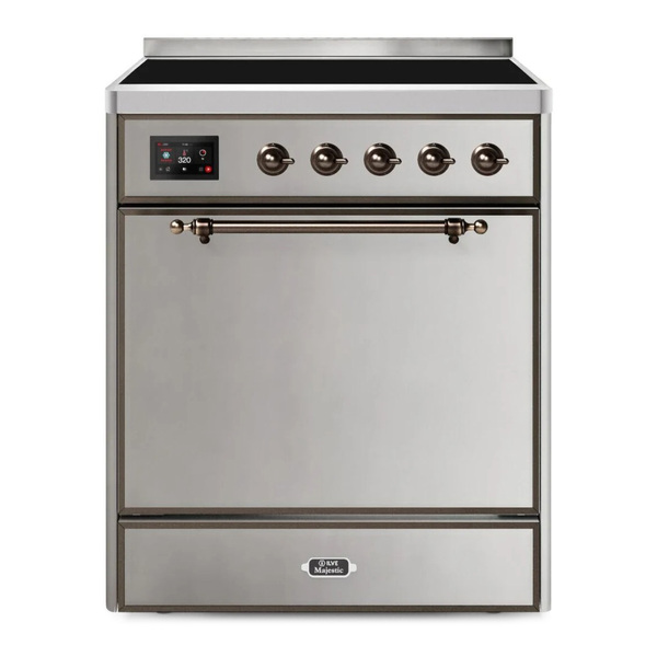 ILVE UMI30QNE3SSB Majestic II 30 inch Induction Range (Solid Door, Stainless Steel, Burnished)