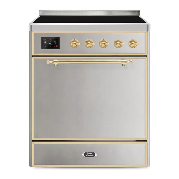 ILVE UMI30QNE3SSG Majestic II 30 inch Induction Range (Solid Door, Stainless Steel, Brass)