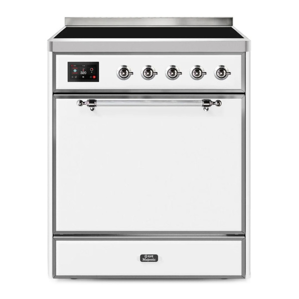 ILVE UMI30QNE3WHC Majestic II 30 inch Induction Range (Solid Door, White, Chrome)