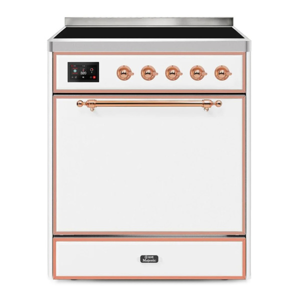 ILVE UMI30QNE3WHP Majestic II 30 inch Induction Range (Solid Door, White, Copper)