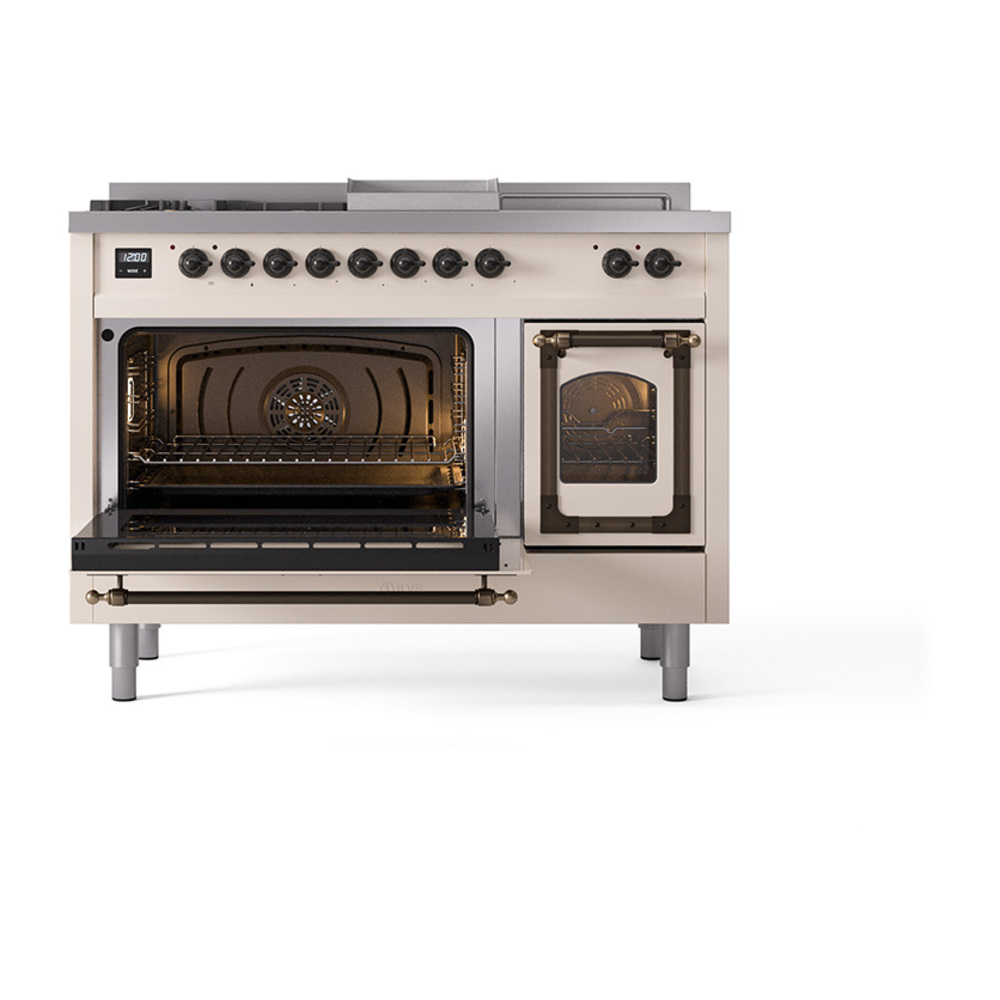 ILVE_UN48FSNMPAWBLP_Nostalgie_II_48"_Dual_Fuel_Range_main_oven_door_opened