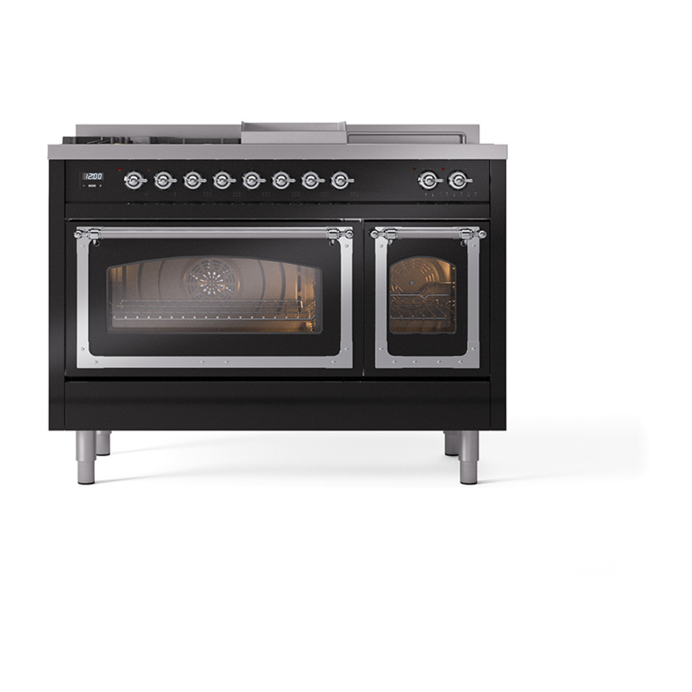 ILVE_UN48FSNMPBKCLP_Nostalgie_II_48"_Dual_Fuel_Range_front_view