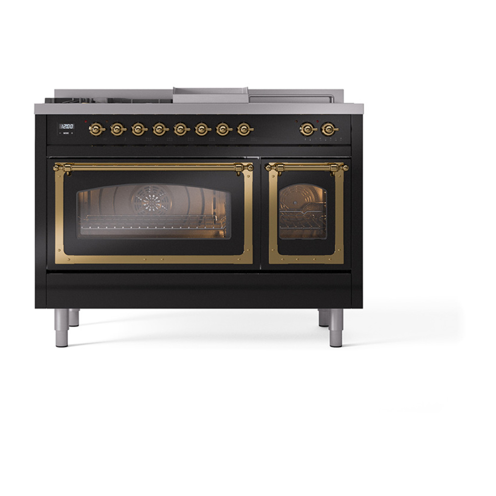 ILVE_UN48FSNMPBKGLP_Nostalgie_II_48"_Dual_Fuel_Range_front_view