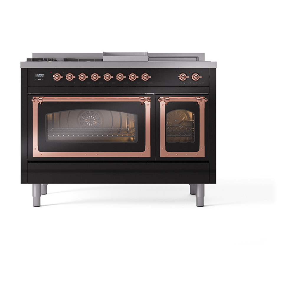 ILVE_UN48FSNMPBKPLP_Nostalgie_II_48"_Dual_Fuel_Range_front_view