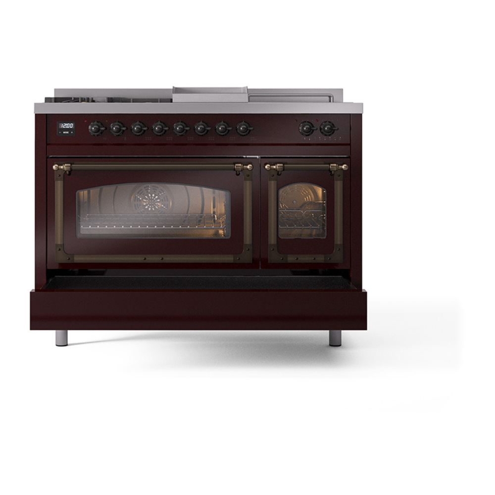 ILVE_UN48FSNMPBUB_Nostalgie_II_48"_Dual_Fuel_Range_drawer_opened