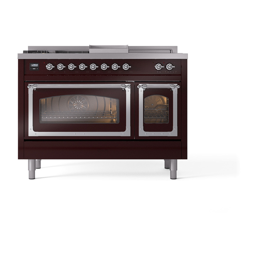 ILVE_UN48FSNMPBUCLP_Nostalgie_II_48"_Dual_Fuel_Range_front_view