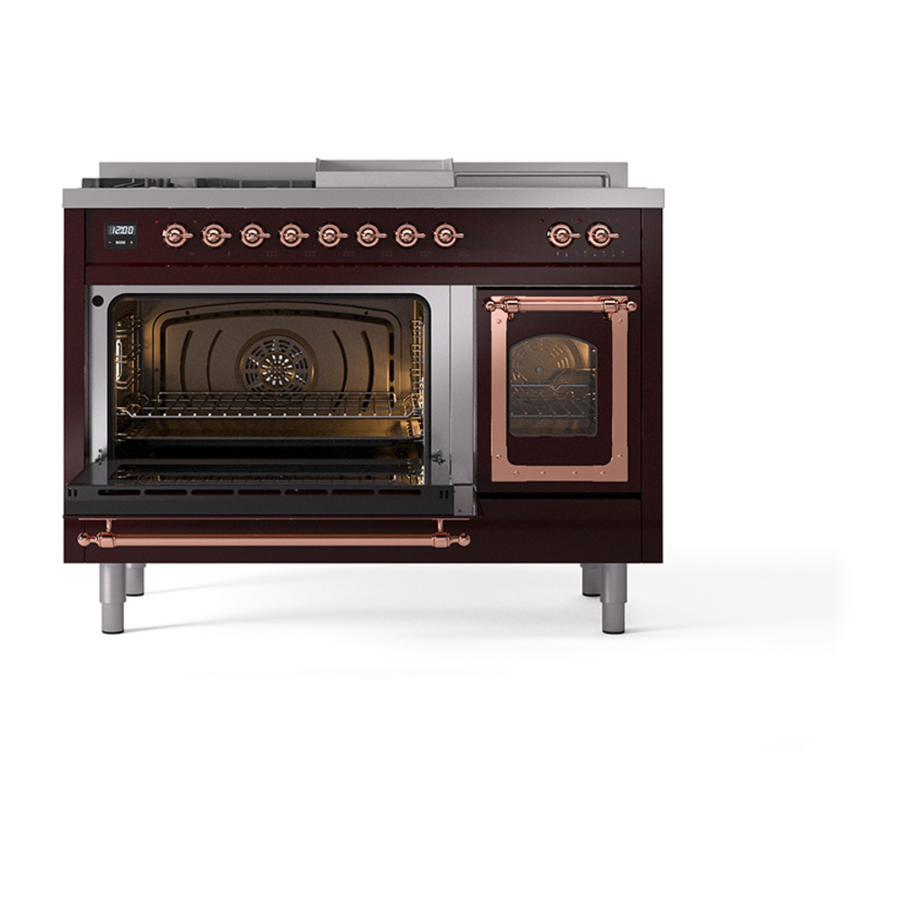 ILVE_UN48FSNMPBUPLP_Nostalgie_II_48"_Dual_Fuel_Range_main_oven_door_opened