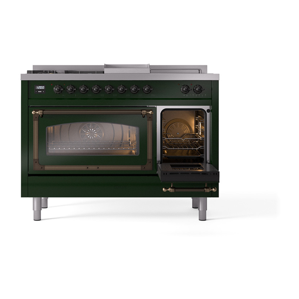 ILVE_UN48FSNMPEGB_Nostalgie_II_48"_Dual_Fuel_Range_side_oven_door_opened