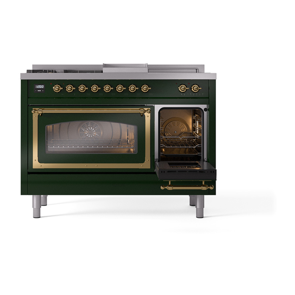 ILVE_UN48FSNMPEGGLP_Nostalgie_II_48"_Dual_Fuel_Range_side_oven_door_opened