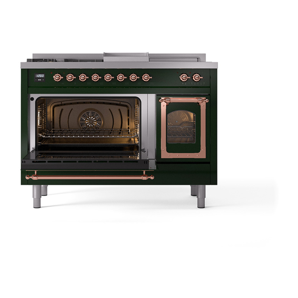 ILVE_UN48FSNMPEGPLP_Nostalgie_II_48"_Dual_Fuel_Range_main_oven_door_opened