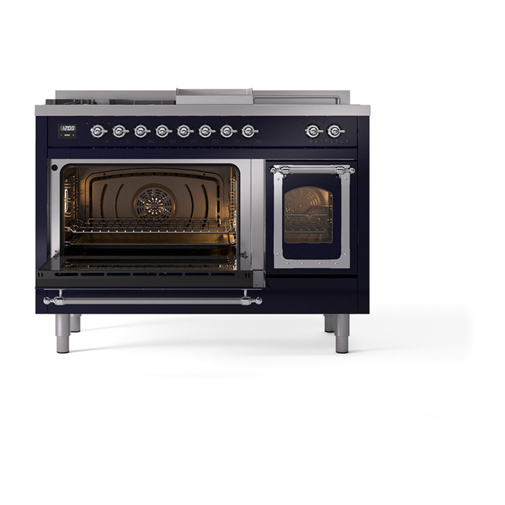 ILVE_UN48FSNMPMBCLP_Nostalgie_II_48"_Dual_Fuel_Range_main_oven_door_opened