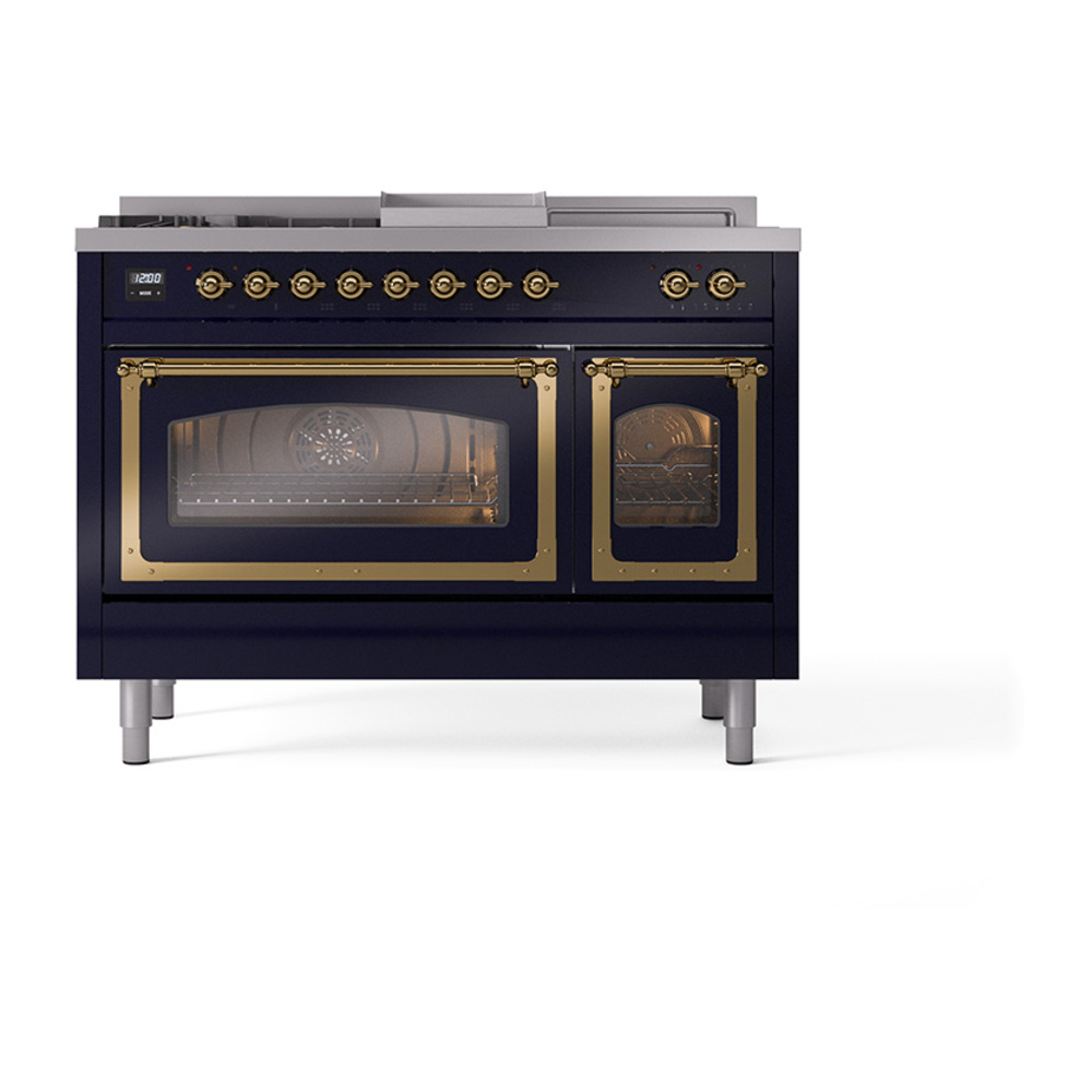 ILVE_UN48FSNMPMBGLP_Nostalgie_II_48"_Dual_Fuel_Range_front_view