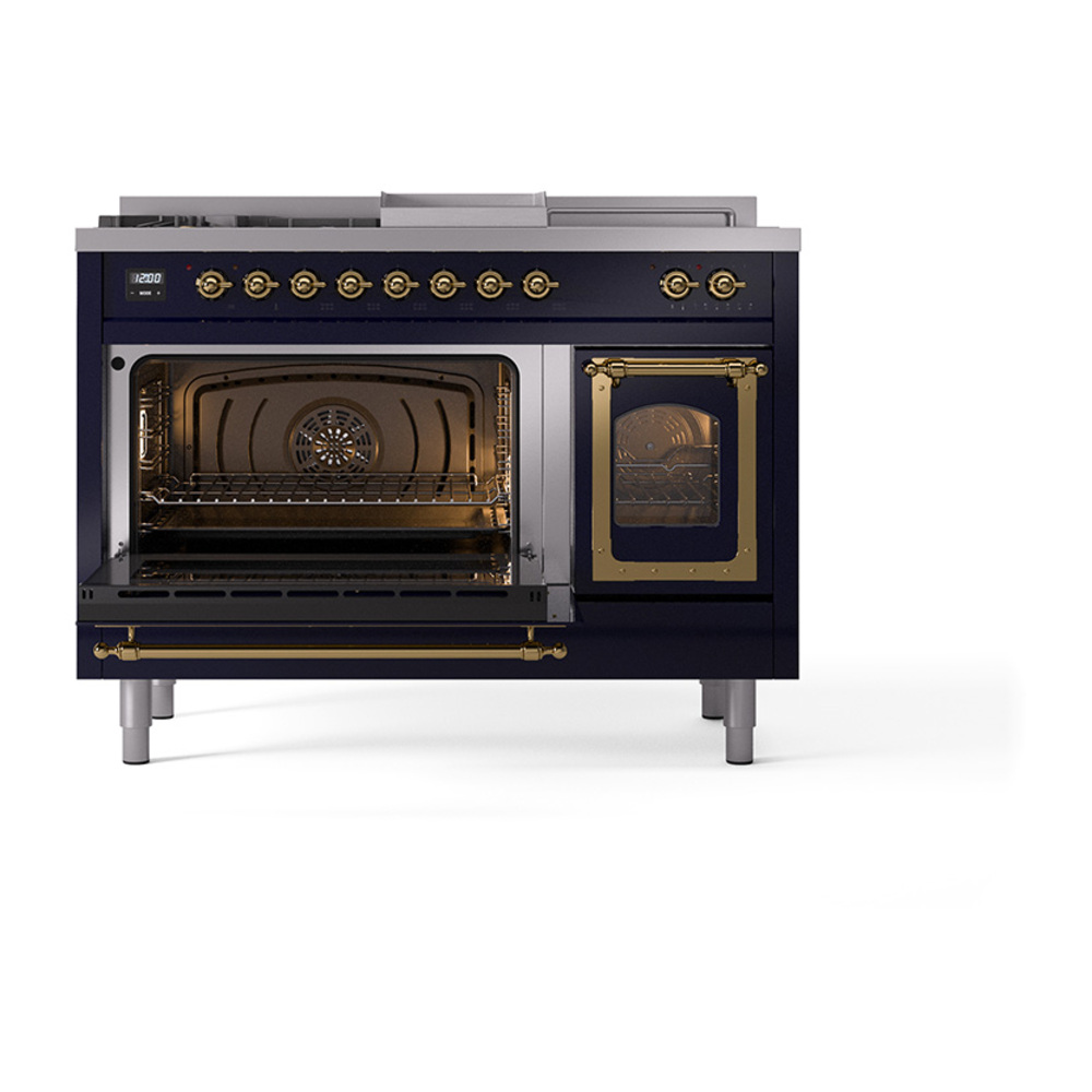 ILVE_UN48FSNMPMBGLP_Nostalgie_II_48"_Dual_Fuel_Range_main_oven_door_opened