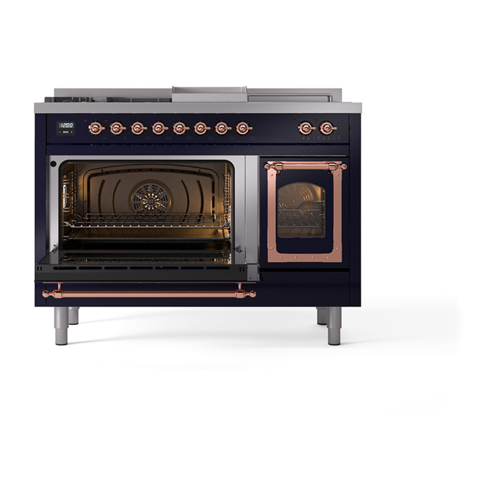 ILVE_UN48FSNMPMBP_Nostalgie_II_48"_Dual_Fuel_Range_main_oven_door_opened