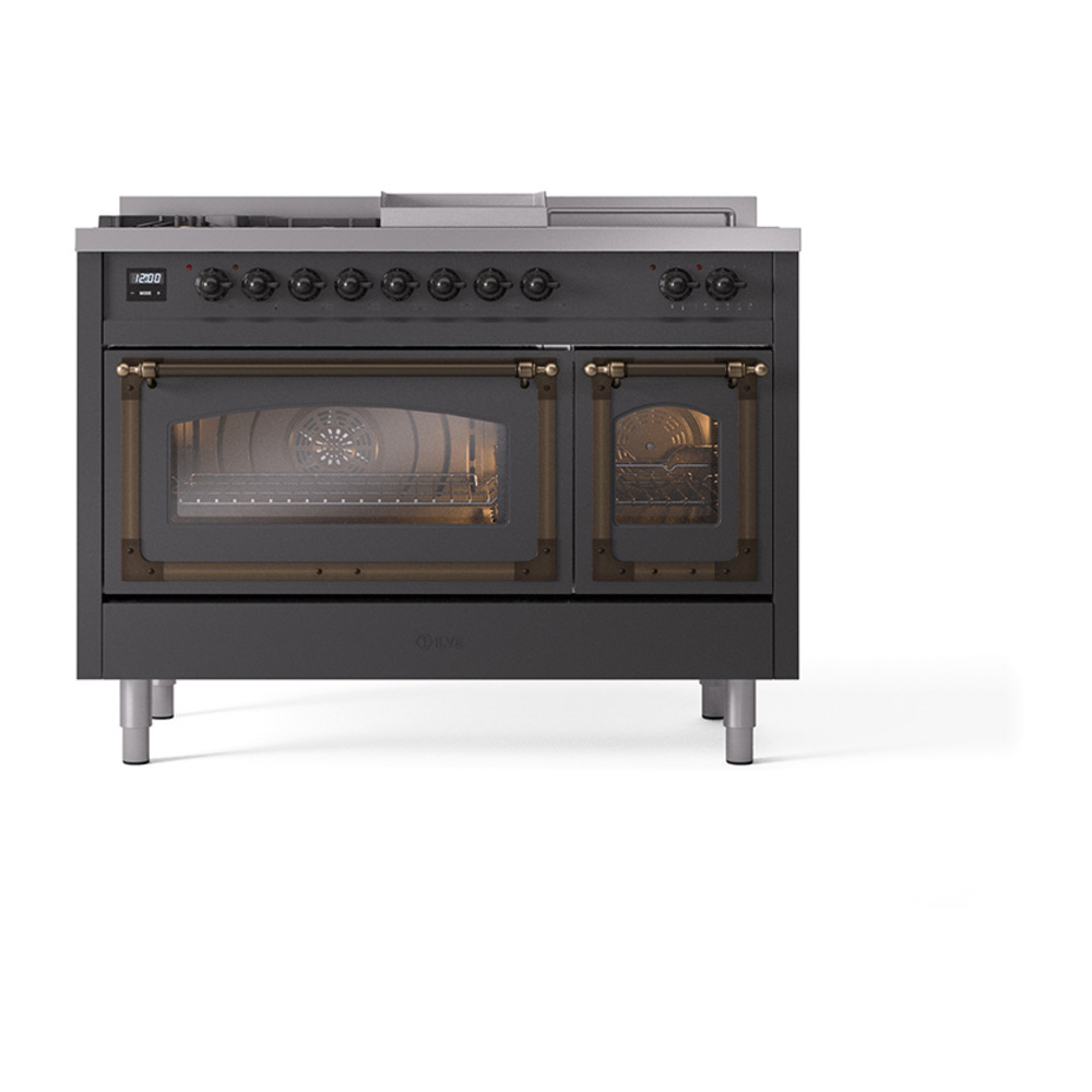 ILVE_UN48FSNMPMGBLP_Nostalgie_II_48"_Dual_Fuel_Range_front_view