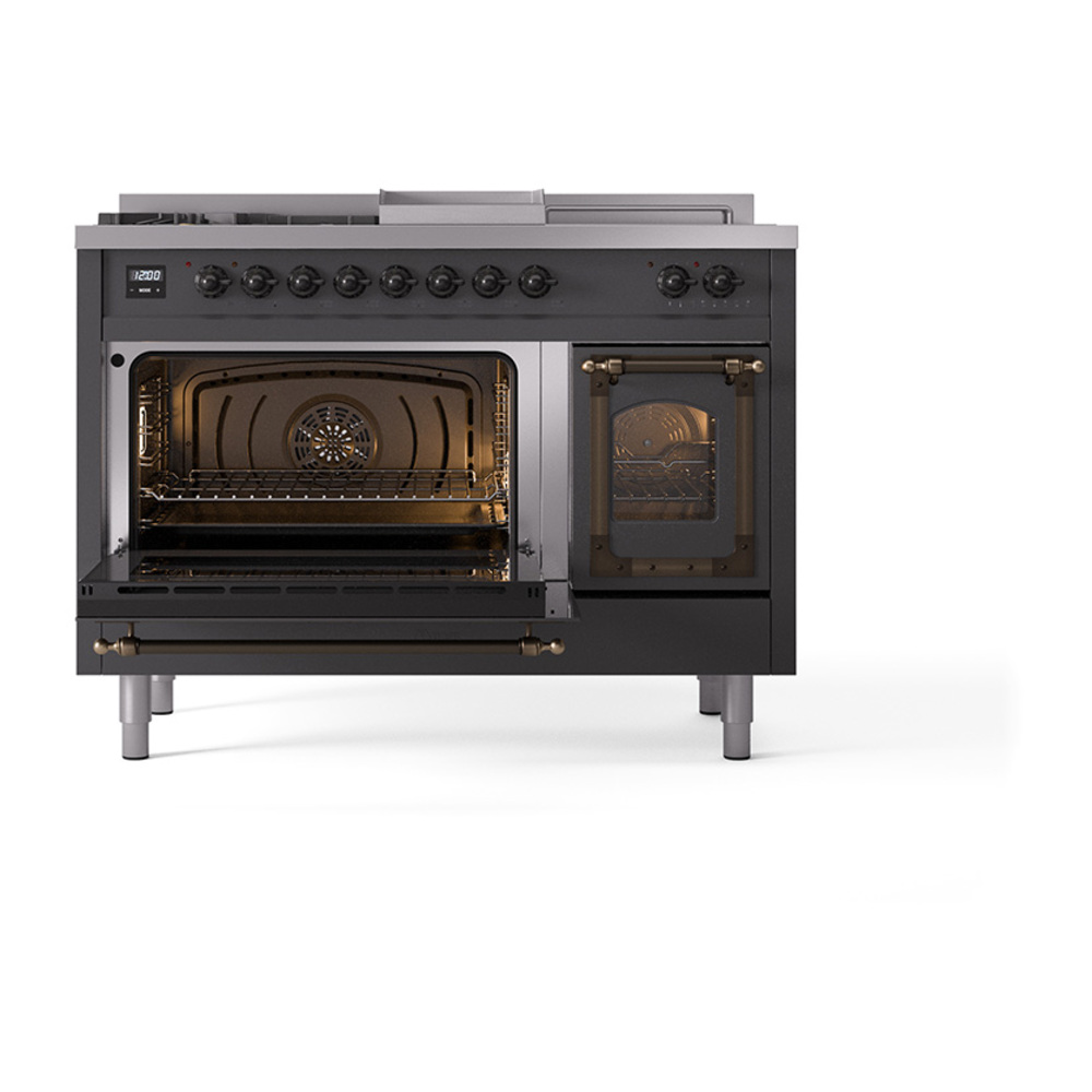 ILVE_UN48FSNMPMGB_Nostalgie_II_48"_Dual_Fuel_Range_main_oven_door_opened