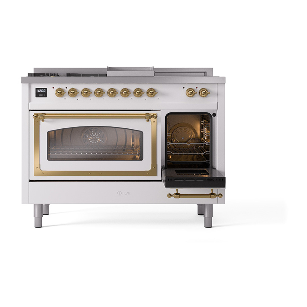 ILVE_UN48FSNMPRAG_Nostalgie_II_48"_Dual_Fuel_Range_side_oven_door_opened