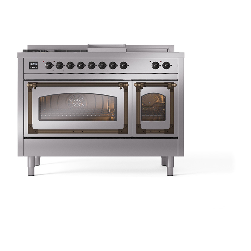 ILVE_UN48FSNMPSSBLP_Nostalgie_II_48"_Dual_Fuel_Range_front_view