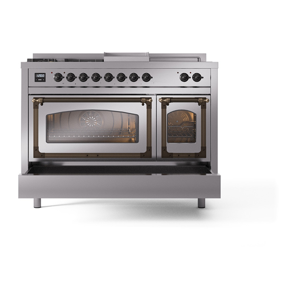 ILVE_UN48FSNMPSSB_Nostalgie_II_48"_Dual_Fuel_Range_drawer_opened
