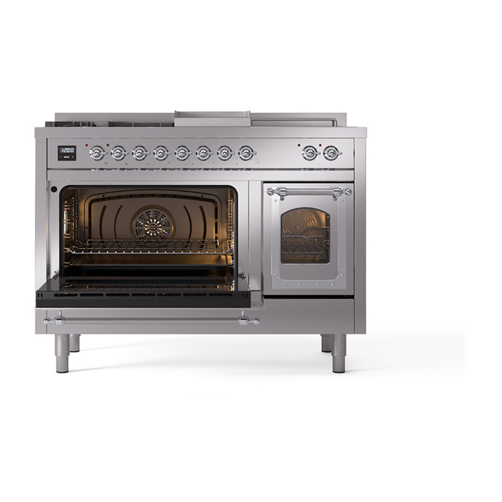 ILVE_UN48FSNMPSSCLP_Nostalgie_II_48"_Dual_Fuel_Range_main_oven_door_opened