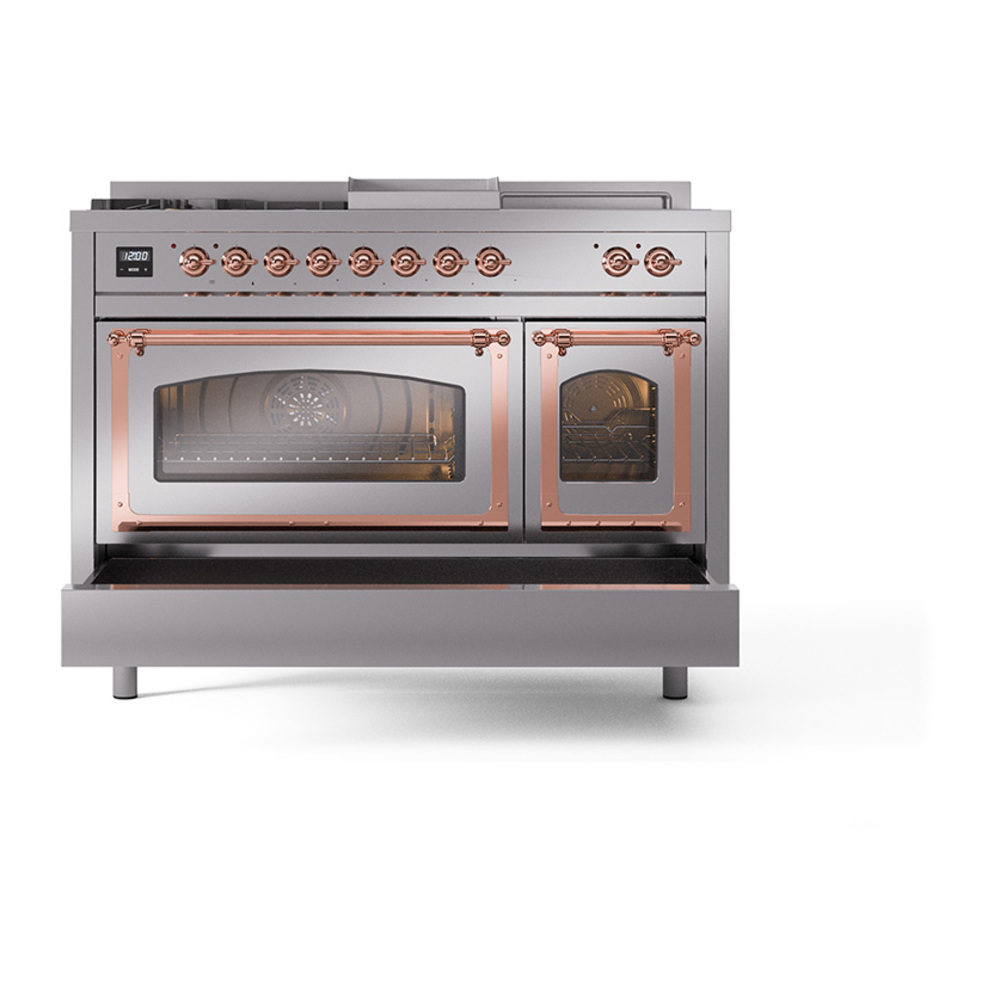 ILVE_UN48FSNMPSSP_Nostalgie_II_48"_Dual_Fuel_Range_drawer_opened