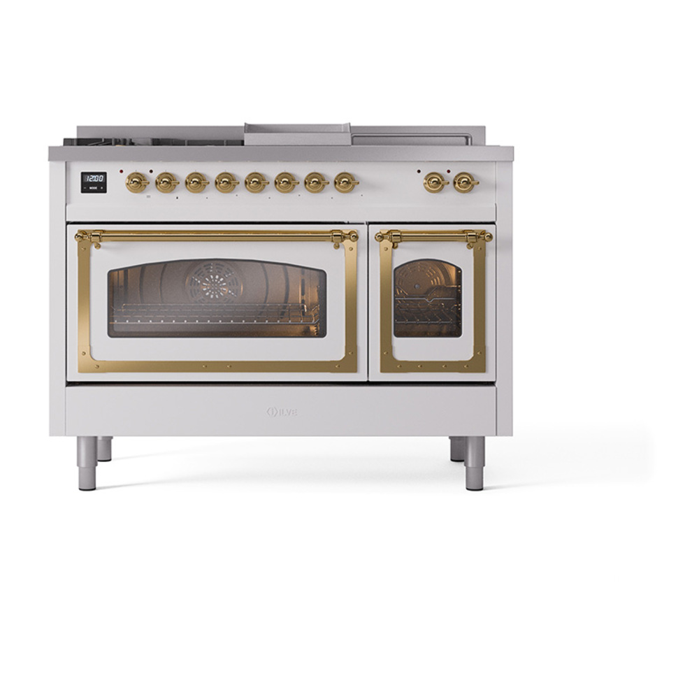 ILVE_UN48FSNMPWHG_Nostalgie_II_48"_Dual_Fuel_Range_front_view