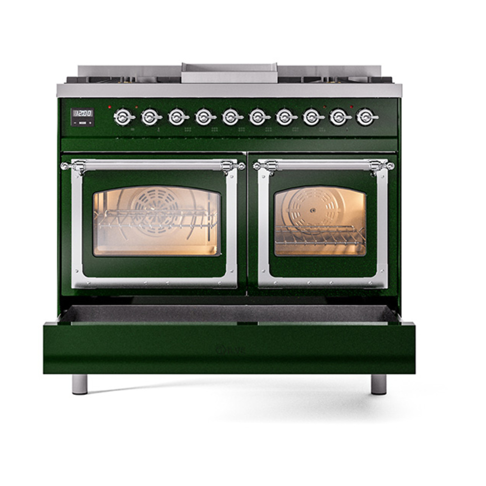 ILVE_UND40FNMPEGCLP_Nostalgie_II_40"_Dual_Fuel_Range_drawer_opened