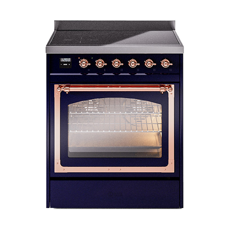ILVE UNI304NMPMBP Nostalgie II Noblesse 30 inch Induction Range (Triple Glass Door, Midnight Blue, Copper)