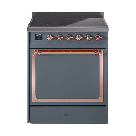 ILVE UNI304QNMPBGP Nostalgie II Noblesse 30 inch Induction Range (Solid Door, Blue Grey, Copper)