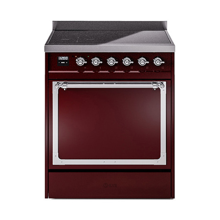 ILVE UNI304QNMPBUC Nostalgie II Noblesse 30 inch Induction Range (Solid Door, Burgundy, Chrome)