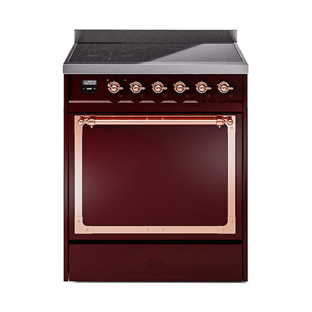 ILVE UNI304QNMPBUP Nostalgie II Noblesse 30 inch Induction Range (Solid Door, Burgundy, Copper)