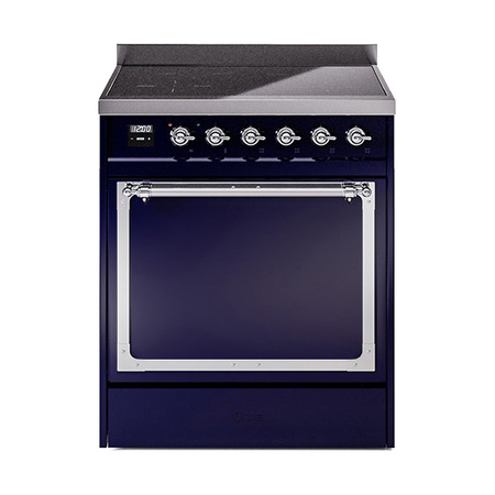 ILVE UNI304QNMPMBC Nostalgie II Noblesse 30 inch Induction Range (Solid Door, Midnight Blue, Chrome)