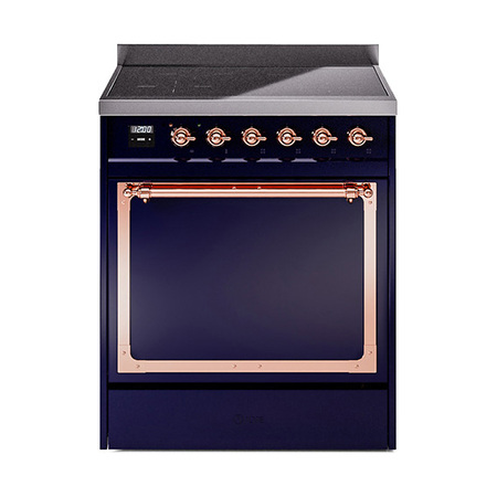 ILVE UNI304QNMPMBP Nostalgie II Noblesse 30 inch Induction Range (Solid Door, Midnight Blue, Copper)