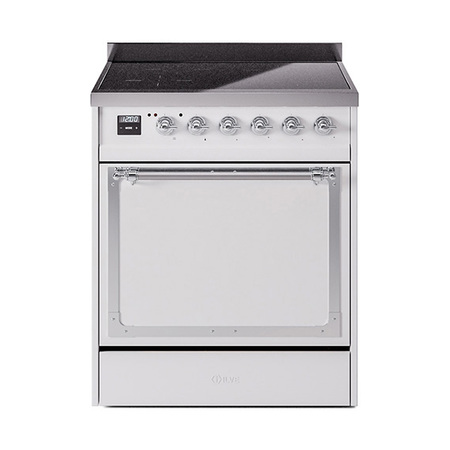ILVE UNI304QNMPWHC Nostalgie II Noblesse 30 inch Induction Range (Solid Door, White, Chrome)