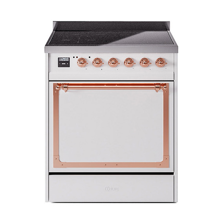 ILVE UNI304QNMPWHP Nostalgie II Noblesse 30 inch Induction Range (Solid Door, White, Copper)