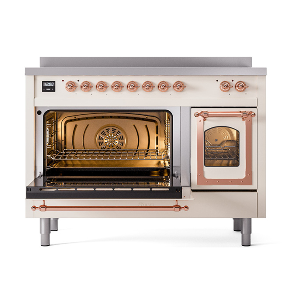 ILVE_UNI486NMPAWP_Nostalgie_II_48"_Induction_Range_main_oven_door_opened